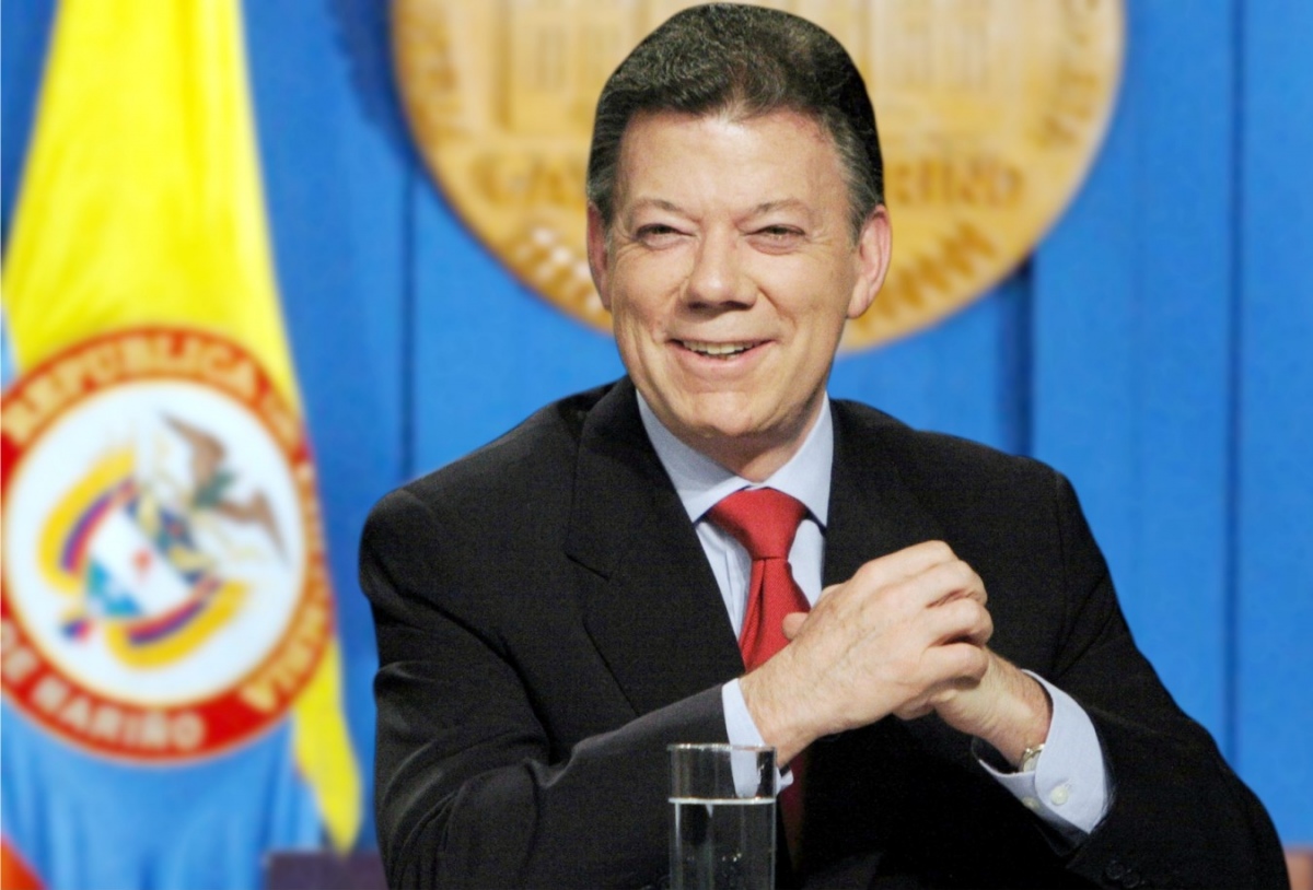 Il giornalista Juan Manuel Santos. Riconfermato presidente della Colombia
