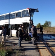 Il pullman dopo l'incidente