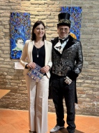 Daniela Pini, assessora alla cultura di Bagnara e il pittore Rossano Ferrari